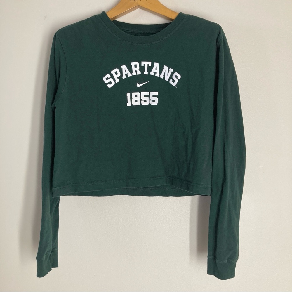 Nike Michigan State Green Loose Fit Crop Long Sleeve Tee